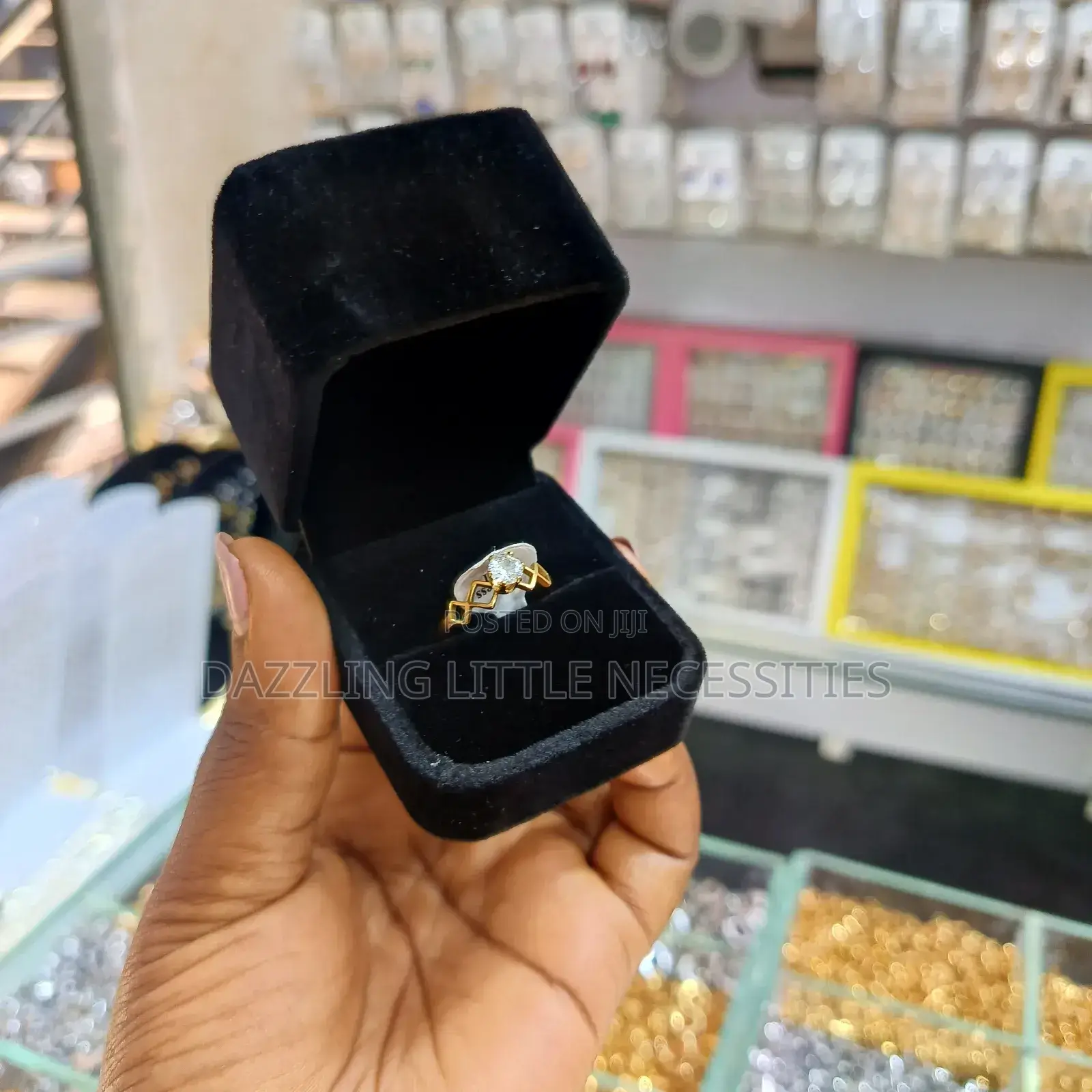 Raven Engagement/Wedding Ring Box - Velvet Black