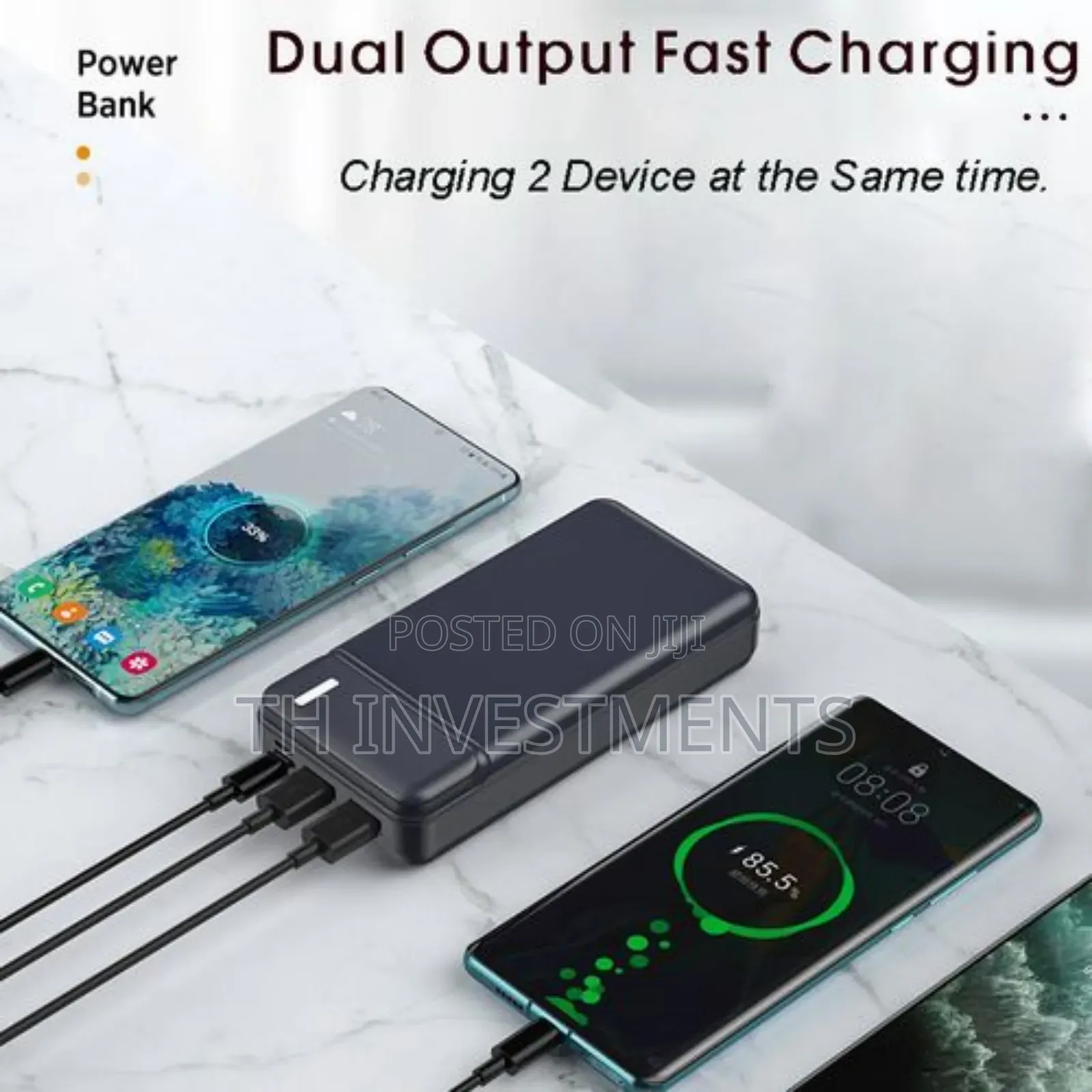 Power Bank 20000mah Slim LCD Fast Charge Black