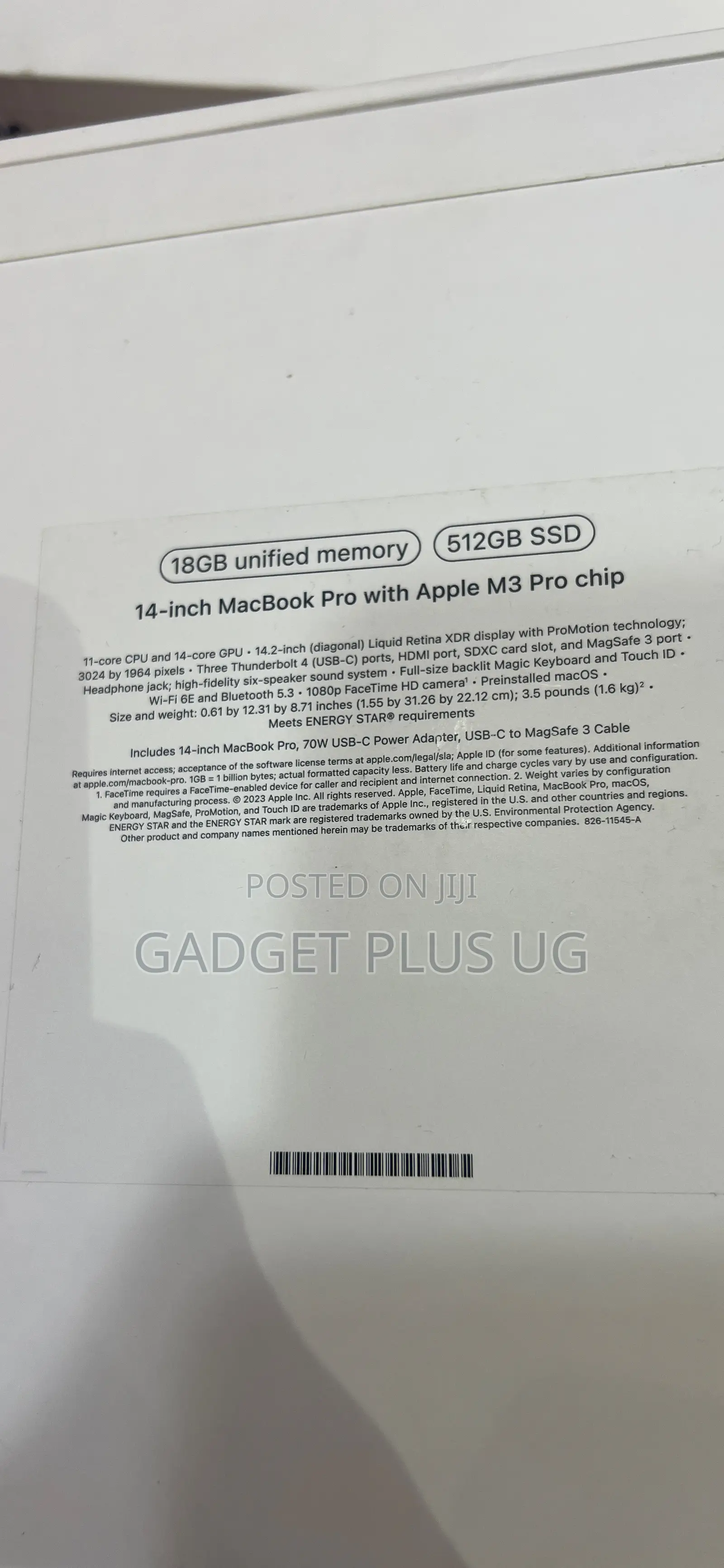 New Laptop Apple MacBook Pro 18GB Apple M3 Pro SSD 512GB