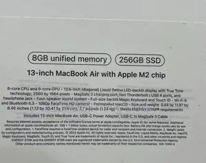 New Laptop Apple MacBook Air 8GB Apple M2 SSD 256GB