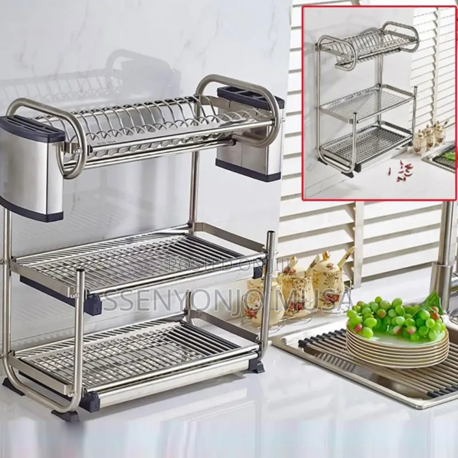 3-Layer Stainless Steel Kitchen Organizer Rack - Dish Drying