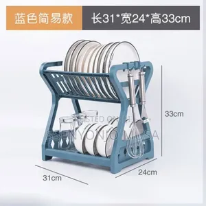 Double Layer Plastic Dish Drainer With Cutlery Basket