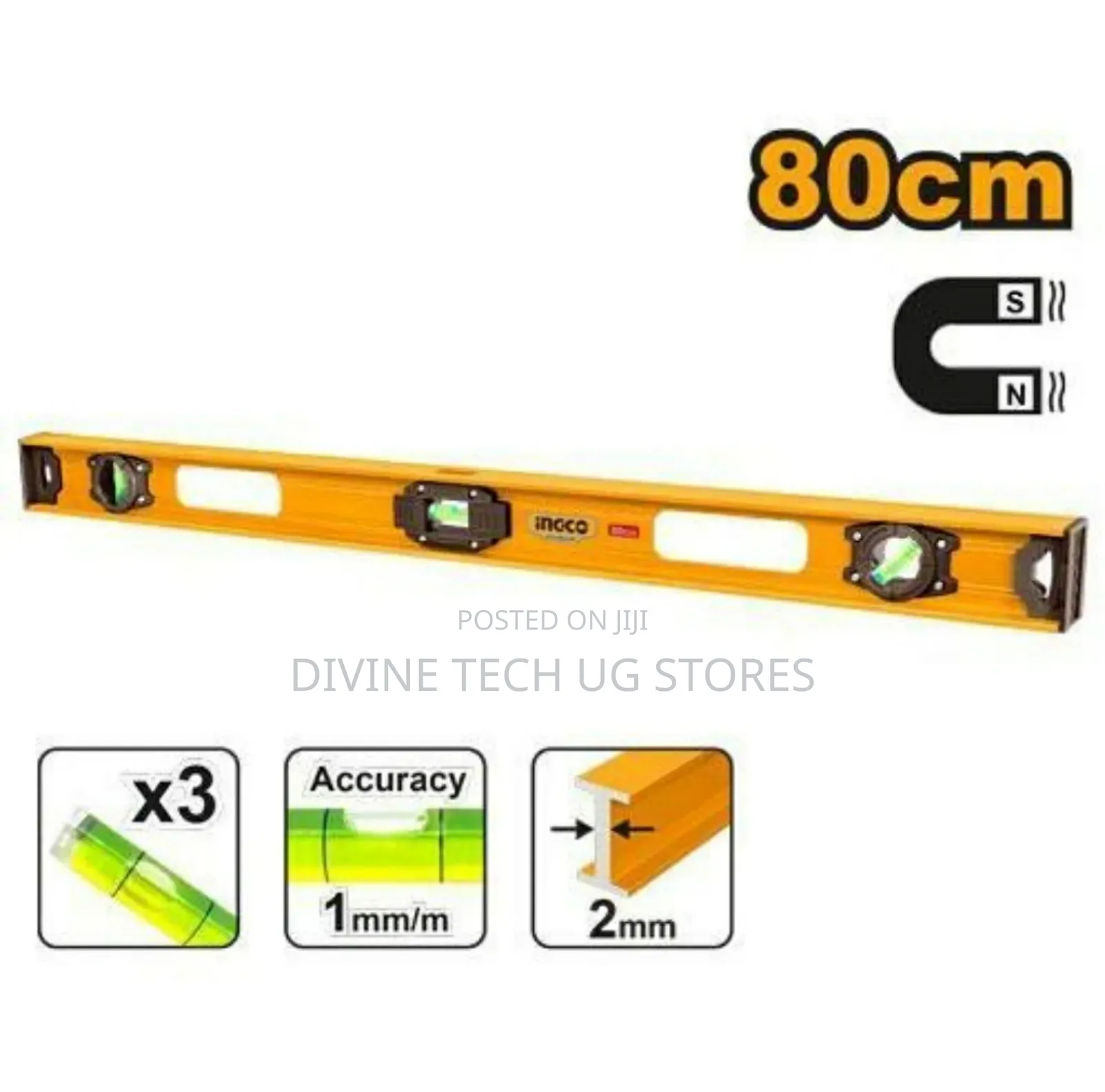 Ingco 80cm Spirit Level With Powerful Magnets