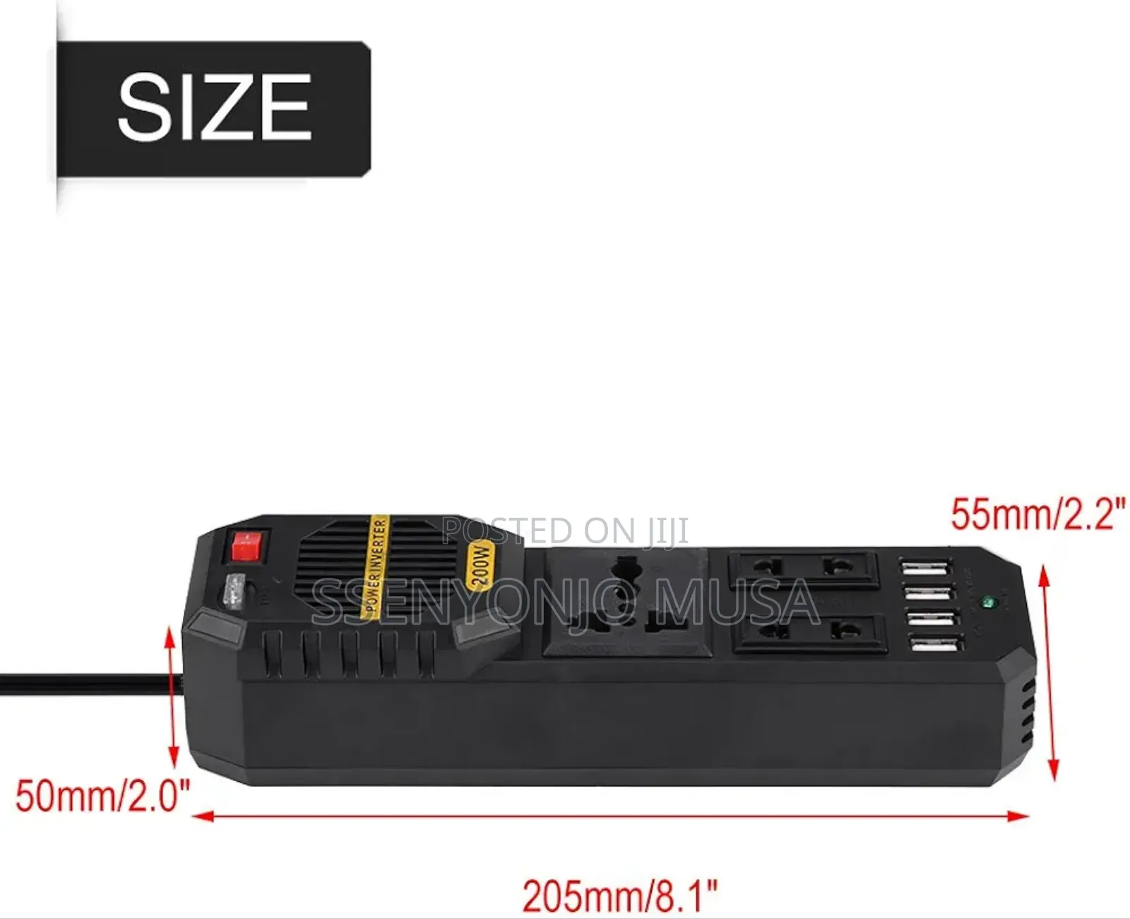 200W Car Inverter DC 12V to AC 220V With 4 USB Chargers -