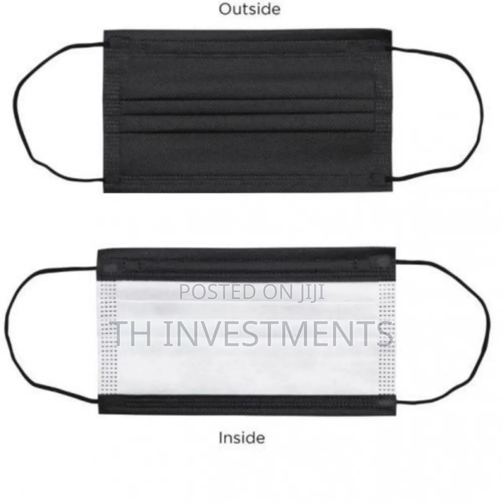 Mask 3 Layer Disposable Protective Face Masks With White.