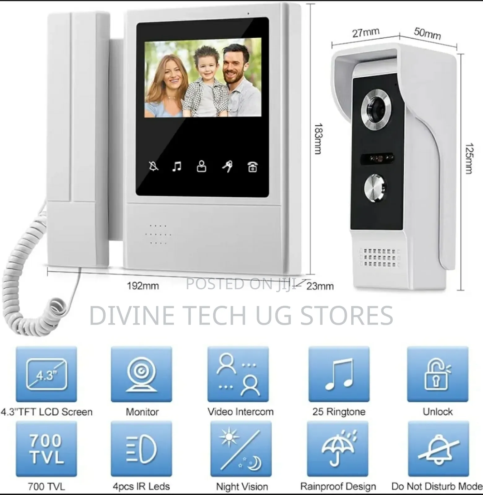 Video Door Phone 2 Way Outdoor Doorbell With IR Camera