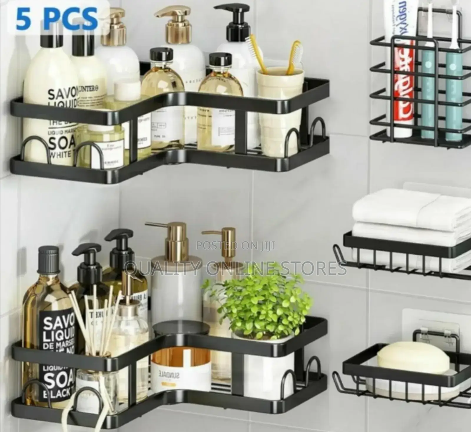 5 Piece Double Bathroom Shelf Rack
