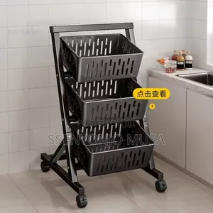 3-4 Tier Fruit Vegetable Storage Display Stand With Wheels