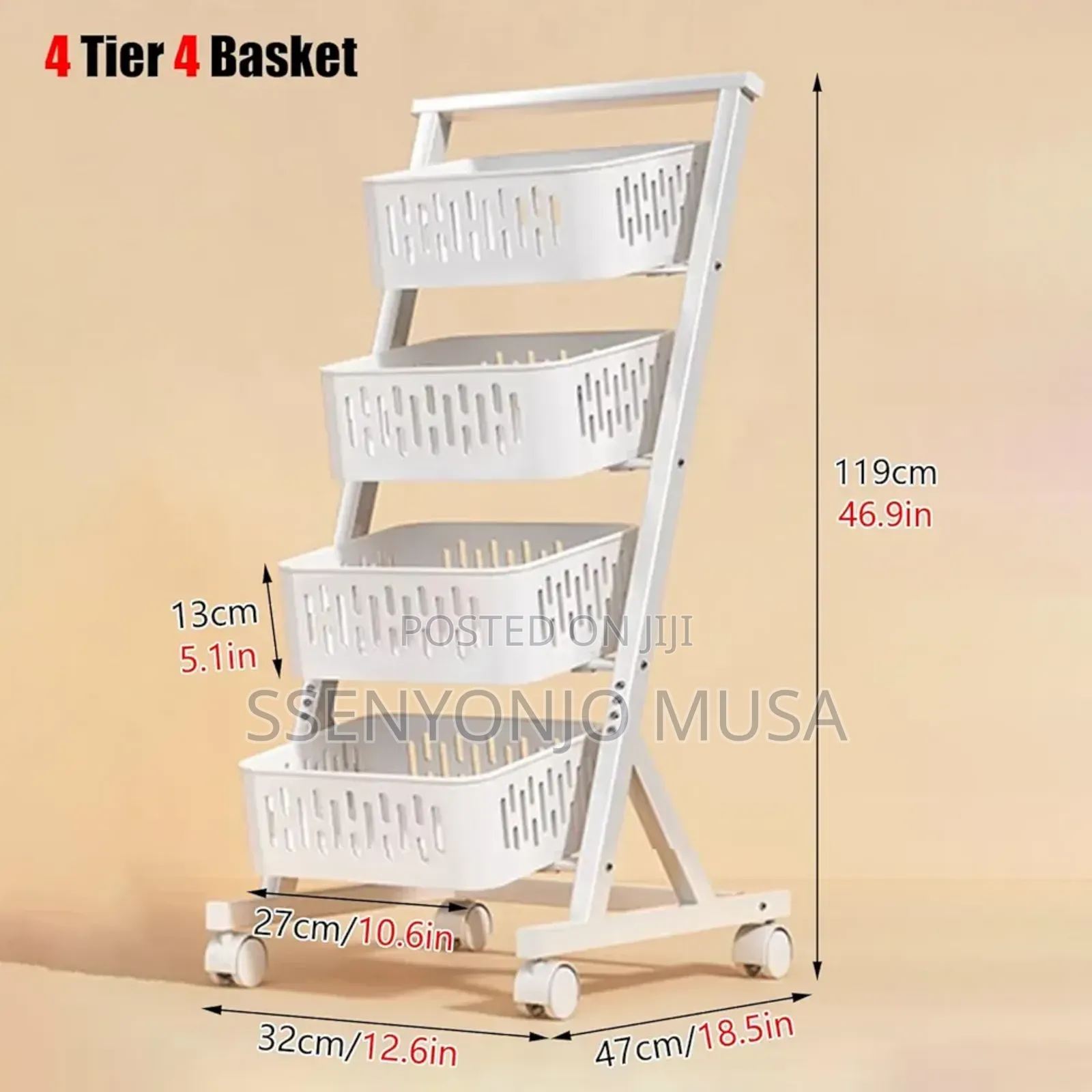 3-4 Tier Fruit Vegetable Storage Display Stand With Wheels