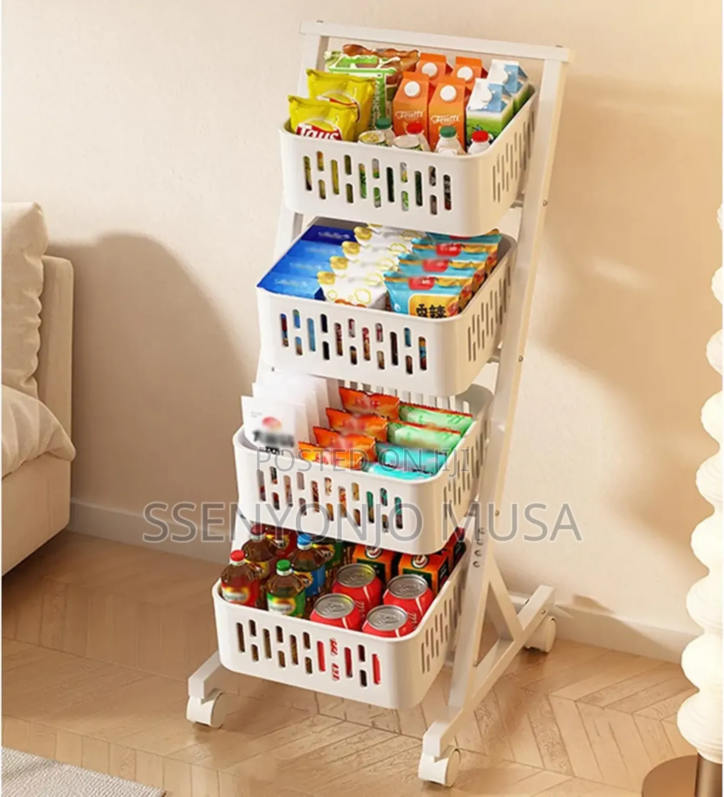 3-4 Tier Fruit Vegetable Storage Display Stand With Wheels