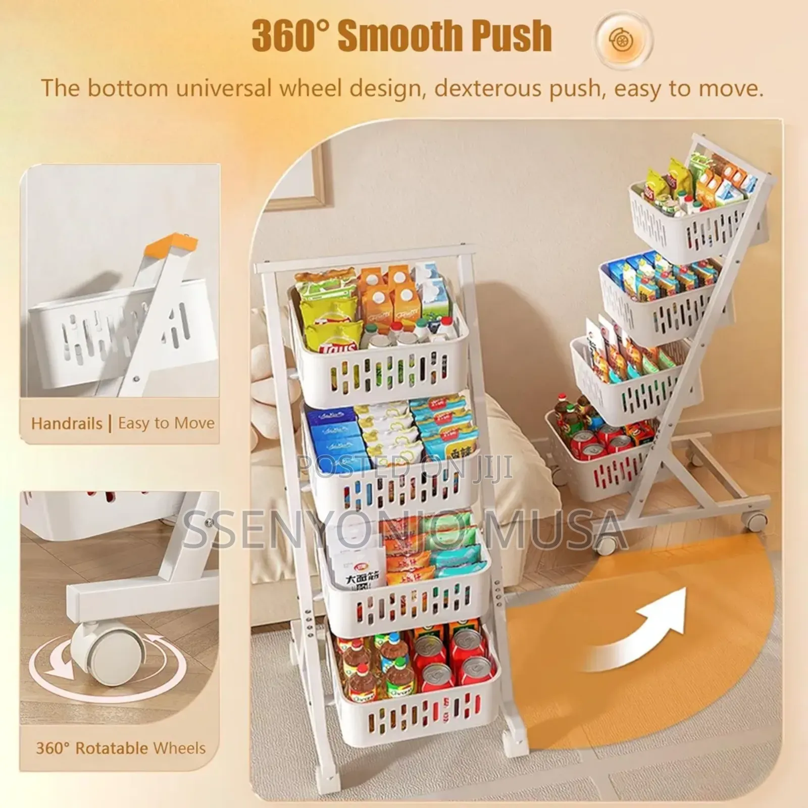 3-4 Tier Fruit Vegetable Storage Display Stand With Wheels