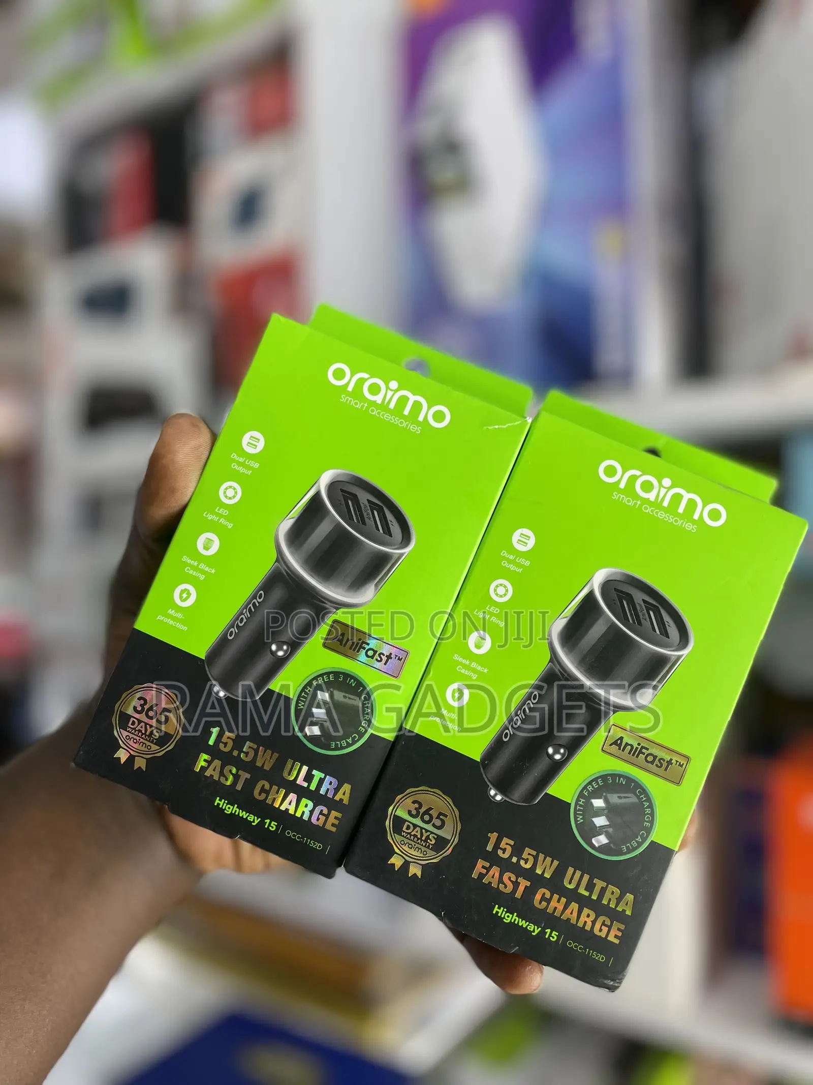 Oraimo Highway 15 15.5w Car Charger With 3-in-1 Cable