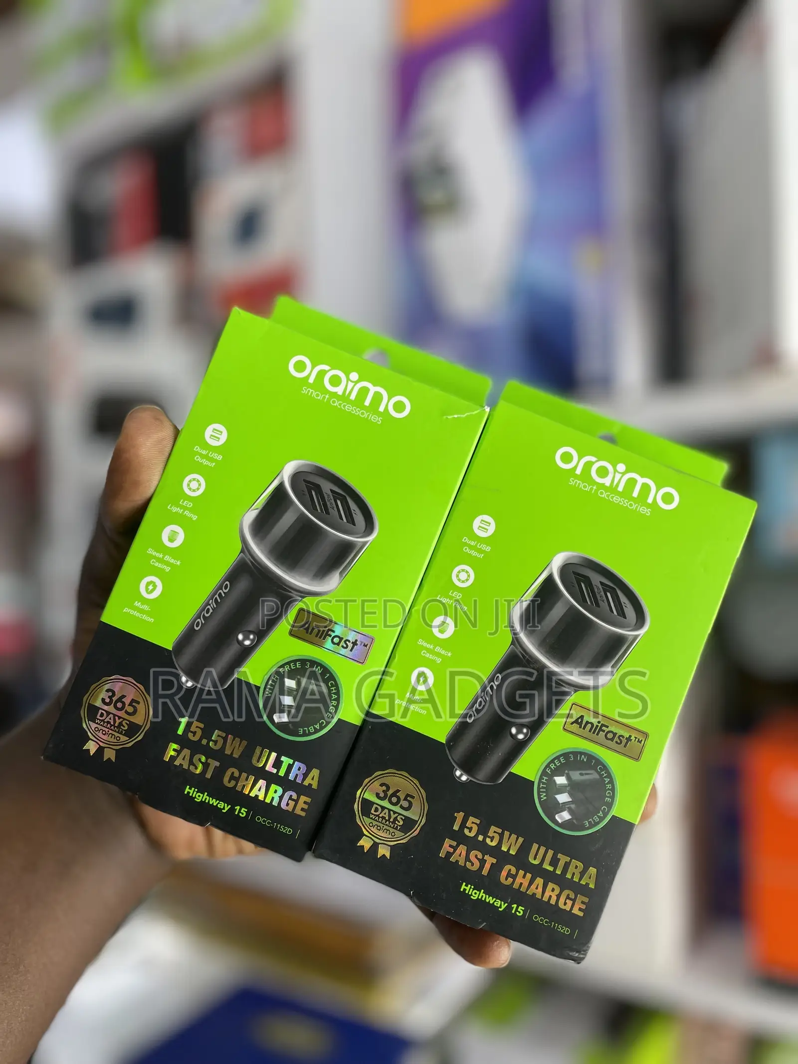 Oraimo Highway 15 15.5w Car Charger With 3-in-1 Cable