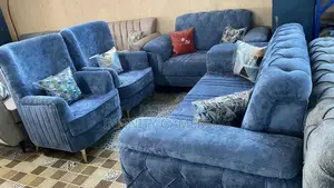 Brand New Chesterfield Sofa in Sky Blue Readily Available.