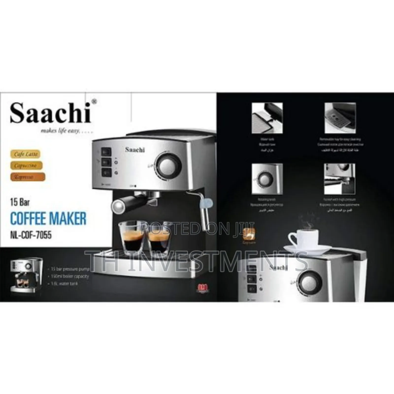 Saachi Electric Coffee Machine - Silver 