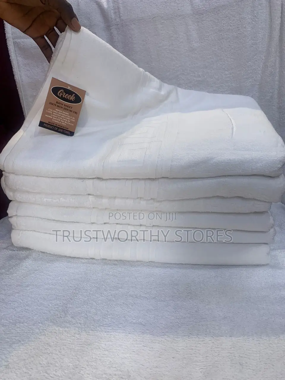 Greek Heavy Large 100%Cotton White Towel - (90x180)Cm