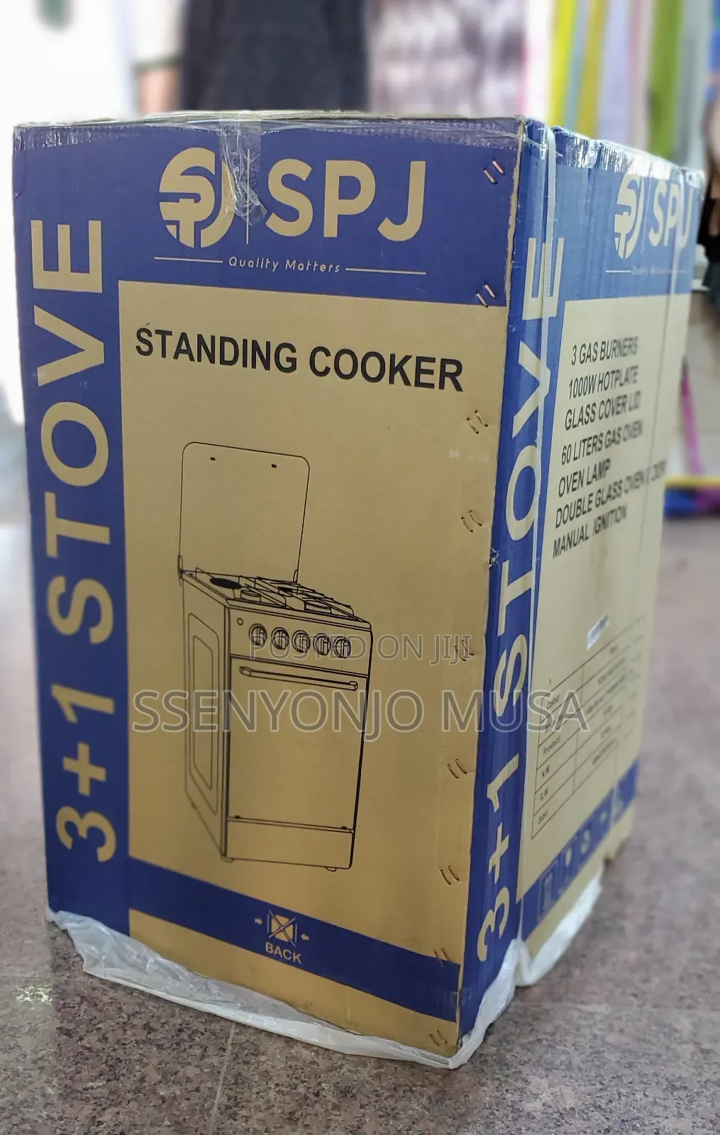 SPJ Cooker 50×50 - 3+1 Stove With Oven - 3 Gas Burners, 1000w Hotplate