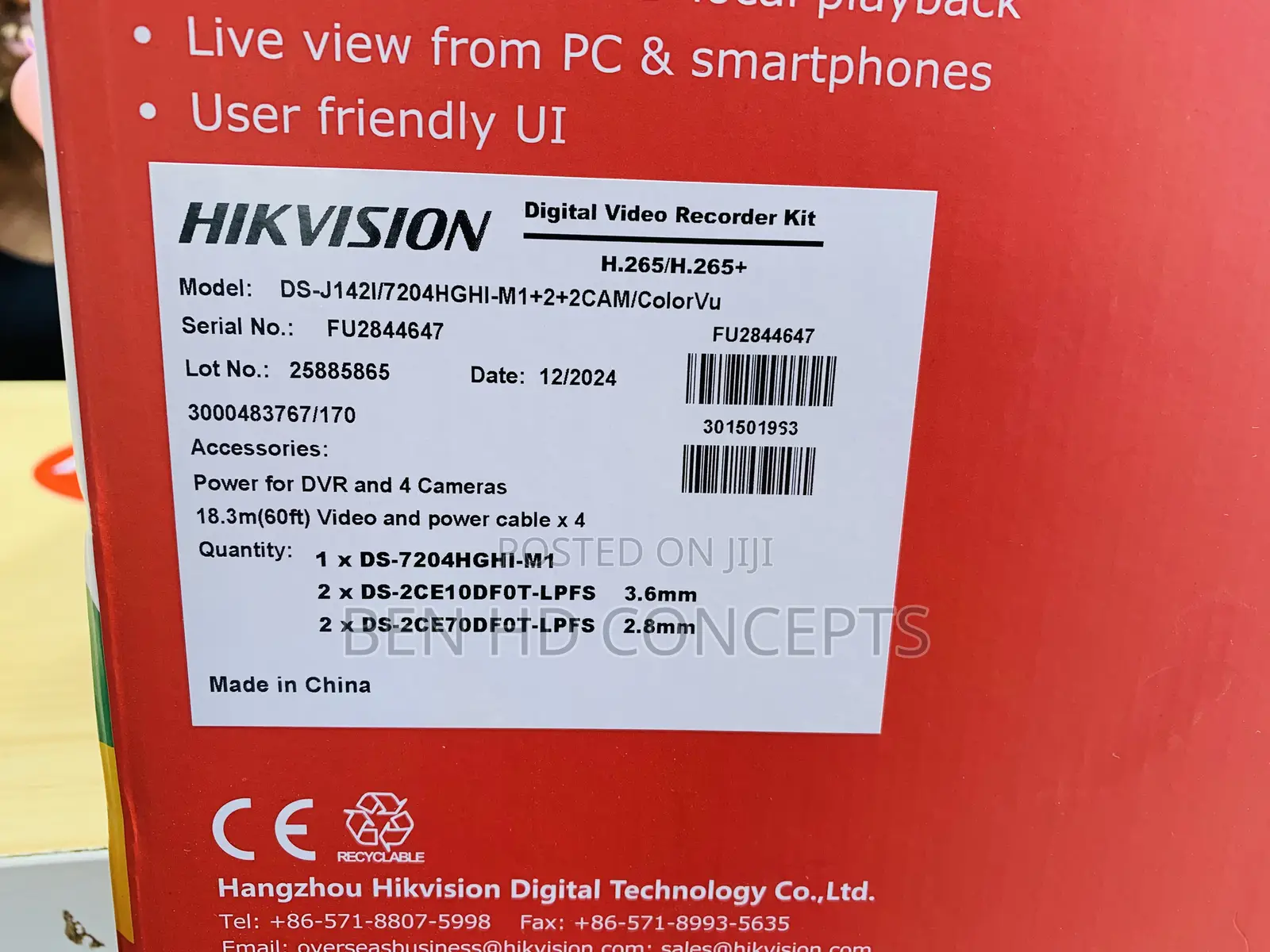 CCTV Camera 4 Channel Kit Colorvu 20m