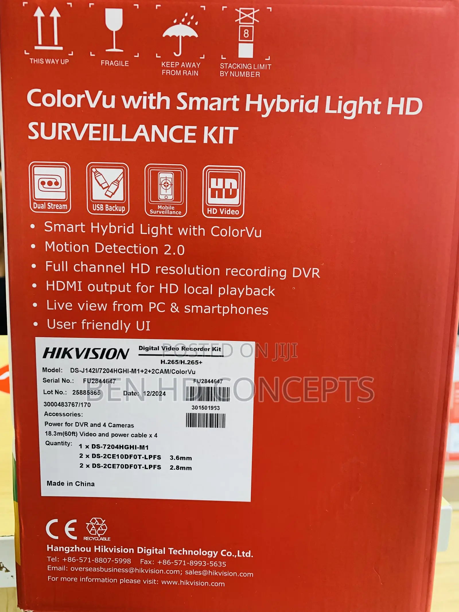 CCTV Camera 4 Channel Kit Colorvu 20m