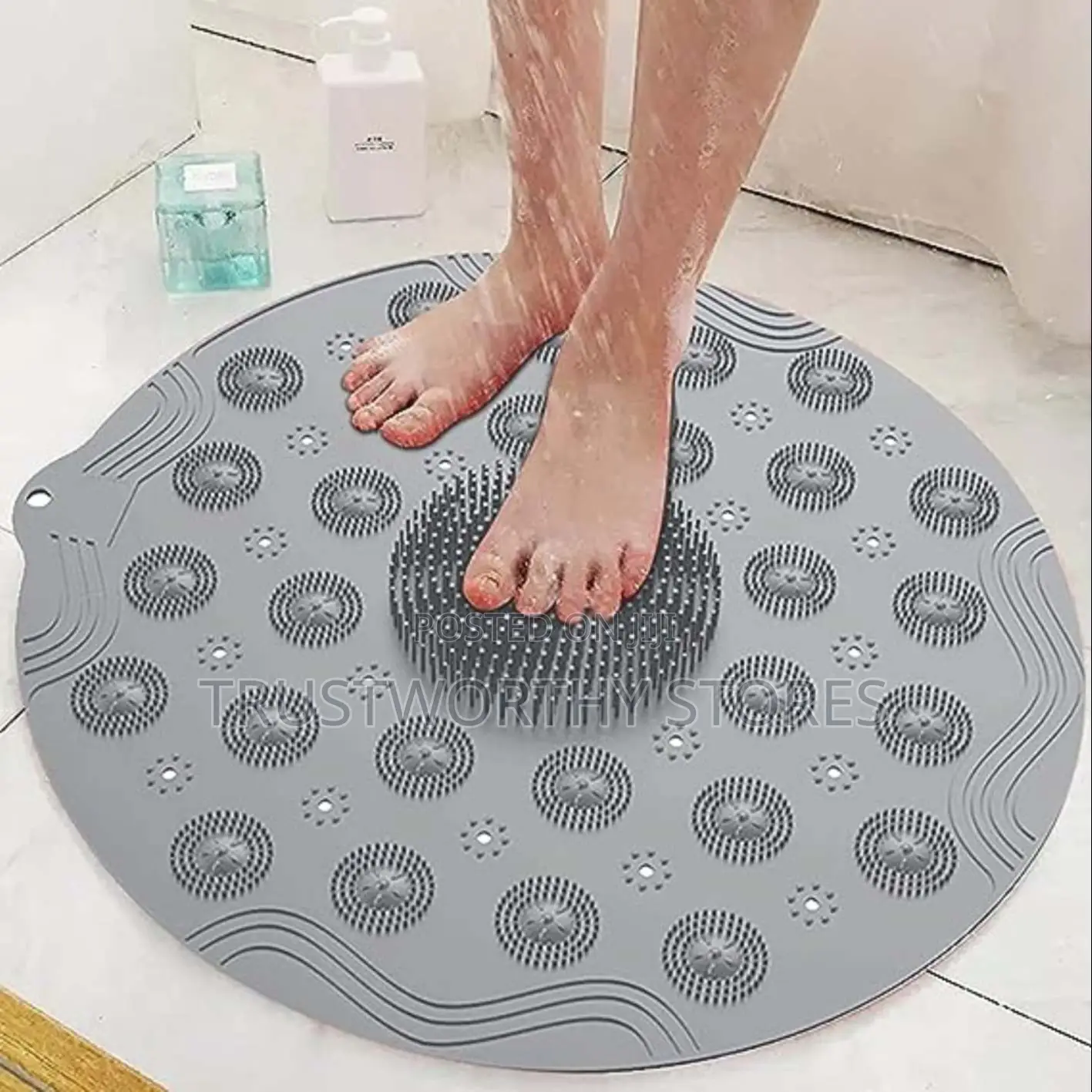 Circular Anti-Slip Bathroom Shower Mat - (Massager)