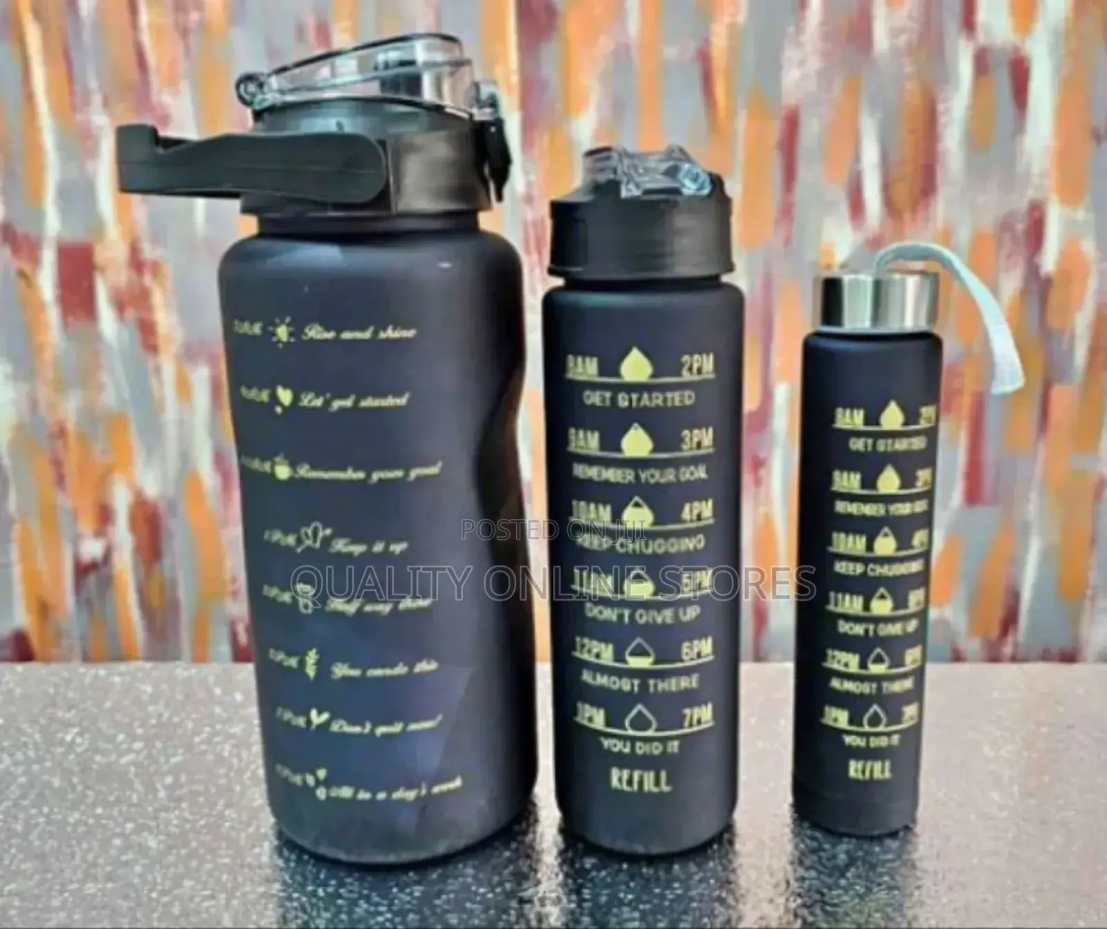 Black and Gold Water Bottle Set