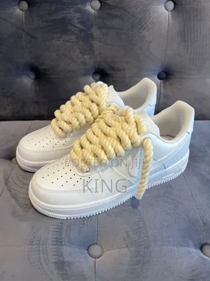 White Big Rope Lace Air Force Low Sneakers