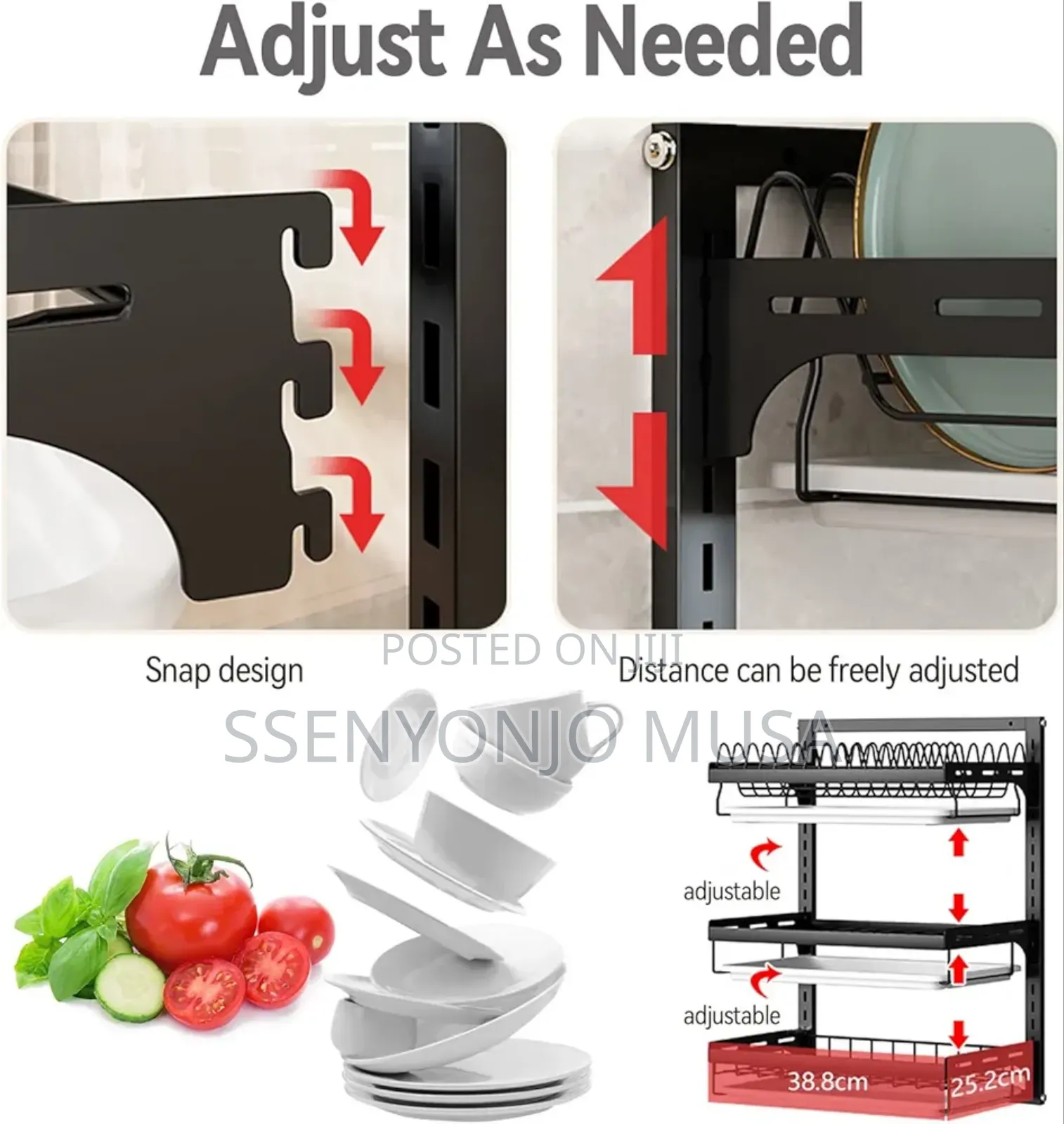 Wall Mounted Dish Drying Rack - 3 Tier Stainless Steel