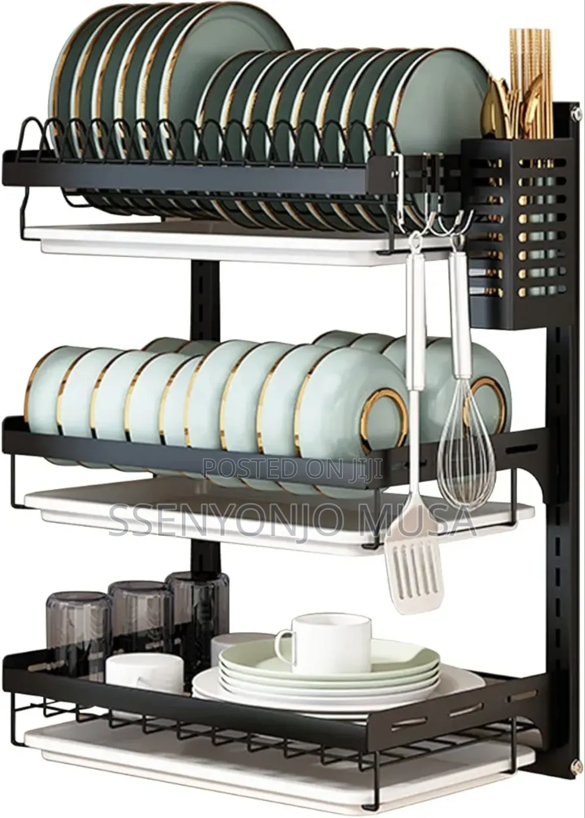 Wall Mounted Dish Drying Rack - 3 Tier Stainless Steel
