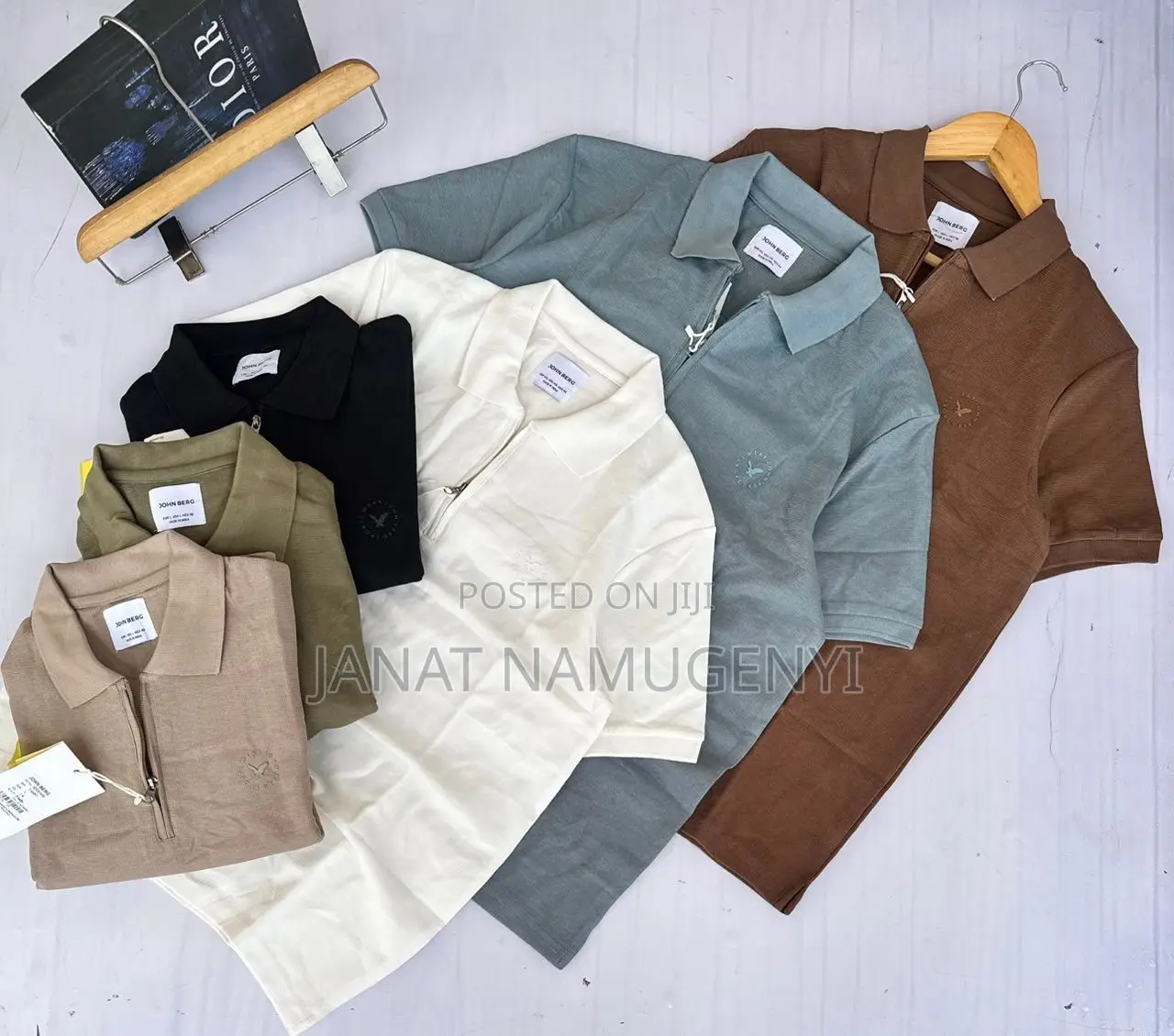 Pure Cotton Colar Tshirts With Zipper