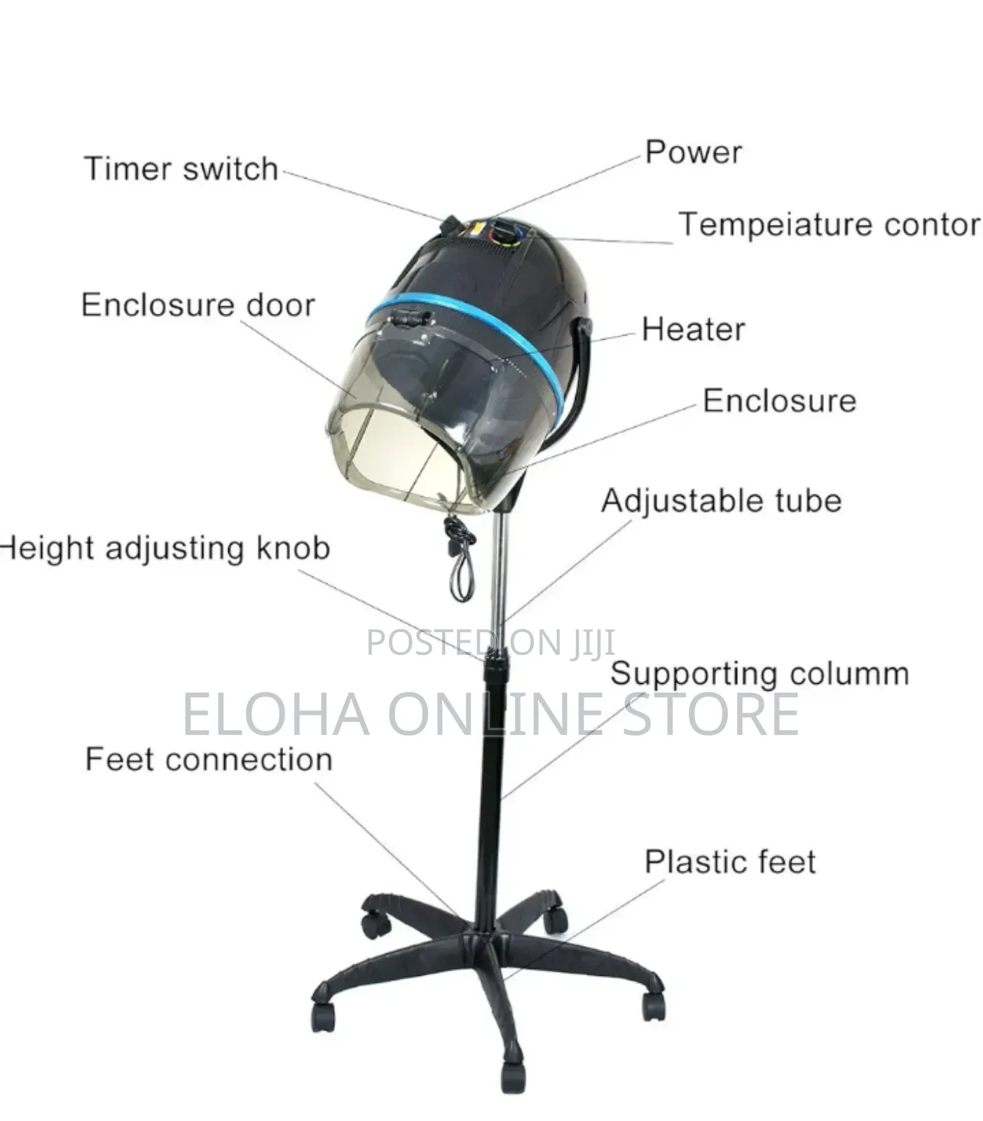 Adjustable Stand Up Hair Dryer 1300w With Rolling Wheels