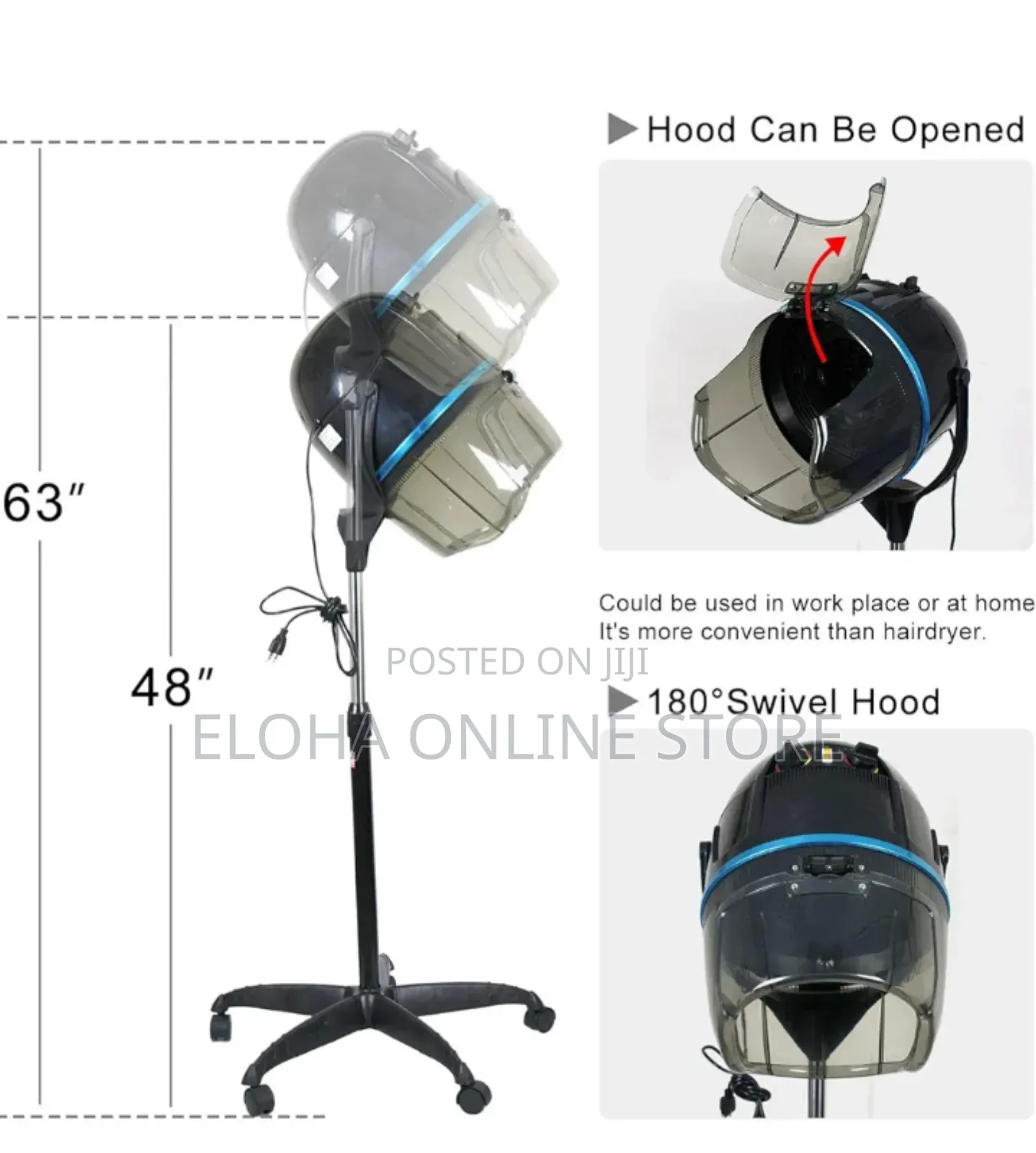 Adjustable Stand Up Hair Dryer 1300w With Rolling Wheels