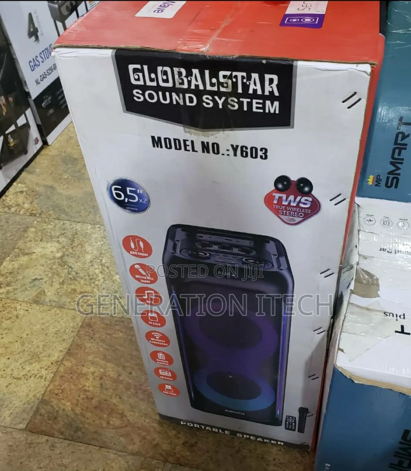 Global Star Rechargeable Speaker With Bluetooth- Microphone