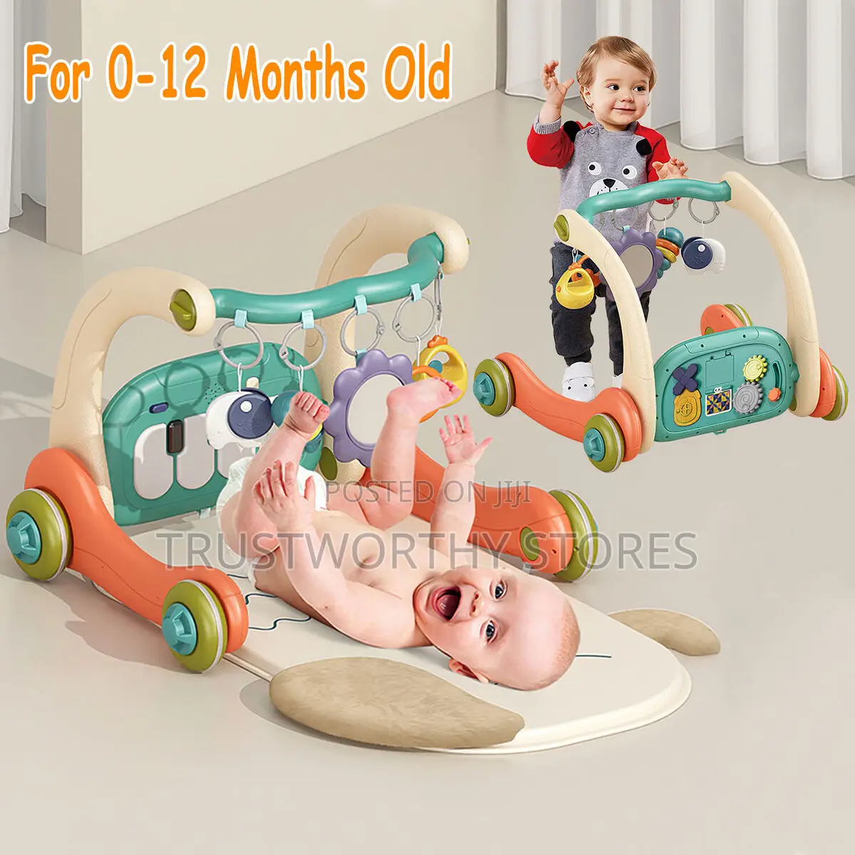 6 in 1 Baby Gym Play Mat and Baby Walker Piano Musical