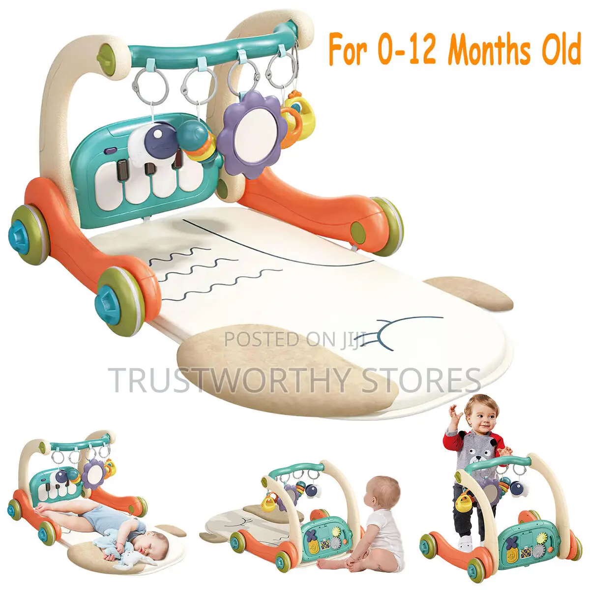 6 in 1 Baby Gym Play Mat and Baby Walker Piano Musical