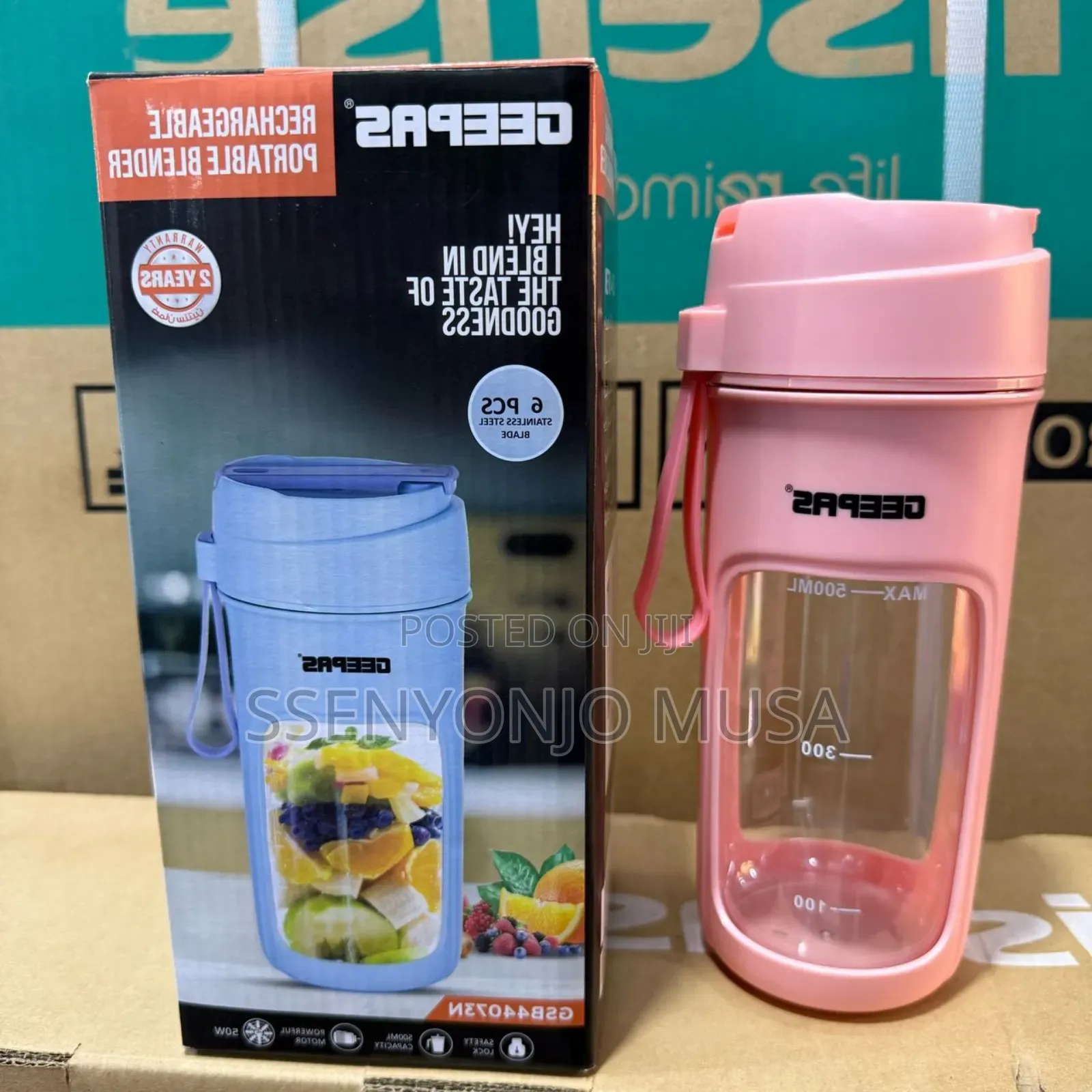 Geepas Rechargeable Portable Blender -500ml,Stainless Steel