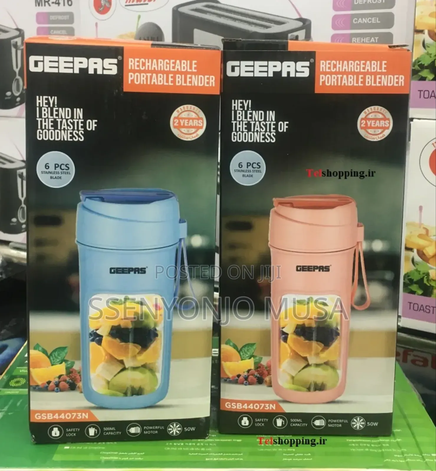 Geepas Rechargeable Portable Blender -500ml,Stainless Steel