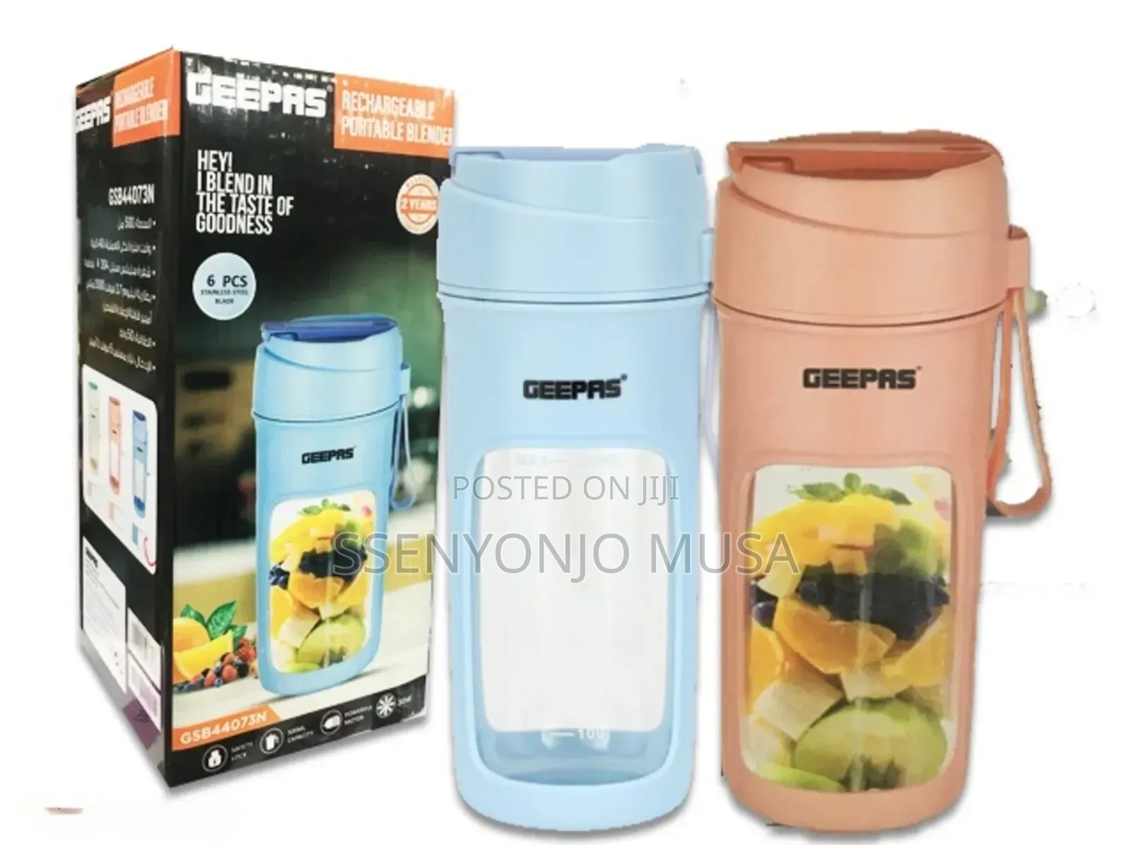 Geepas Rechargeable Portable Blender -500ml,Stainless Steel