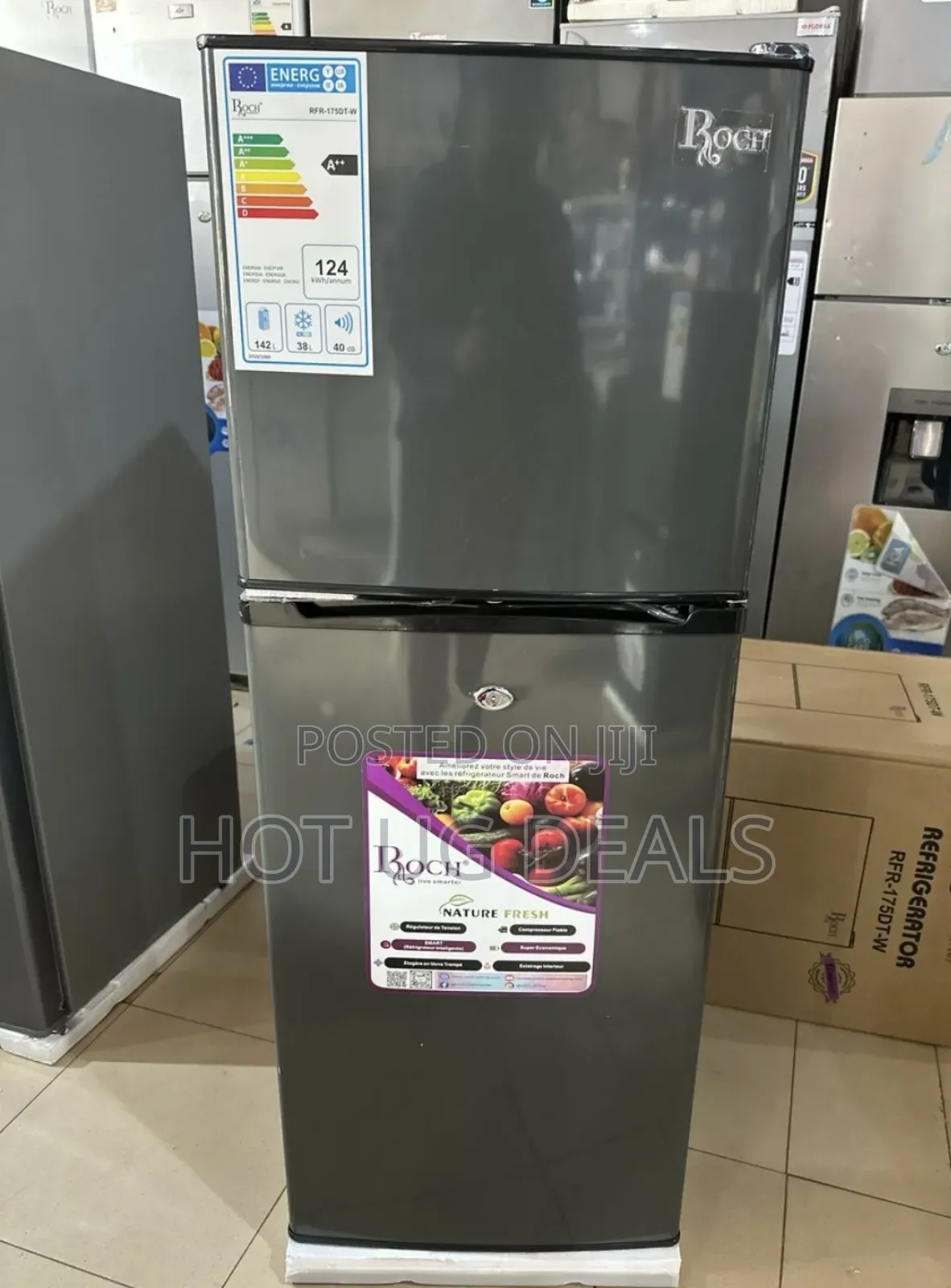 Roch 160 Liters Double Door Top Freezer Defrost Fridge –Inox