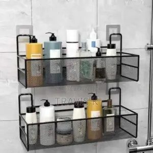 Wall Mounted 2 Layer Metal Mesh Bathroom Rack