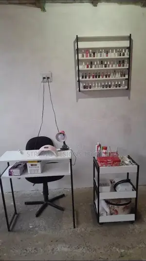 Full Manicure Business Set. Table, Shelves And Trolley