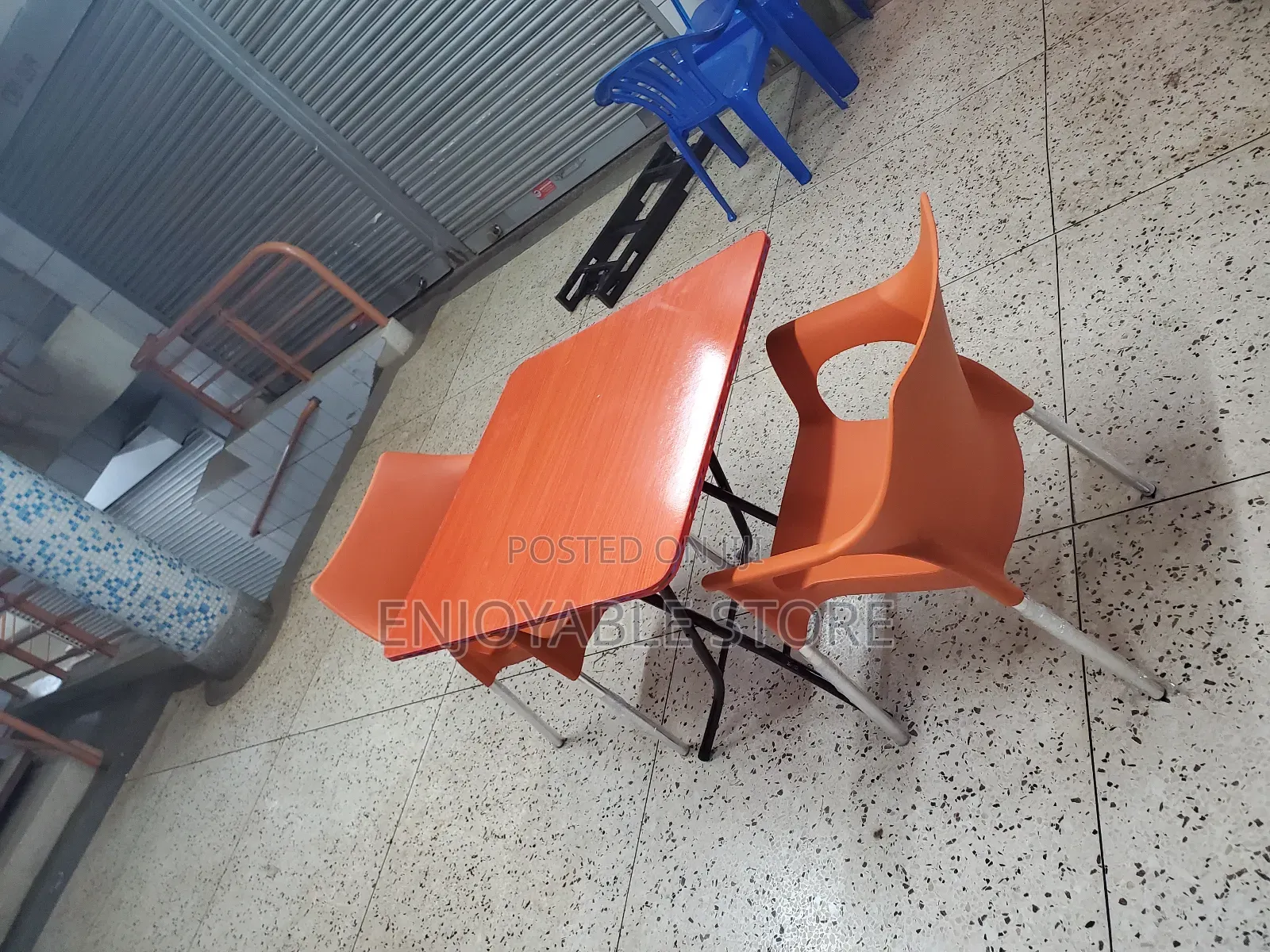 Outdoor Foldable Table and 2 Plastic Chairs
