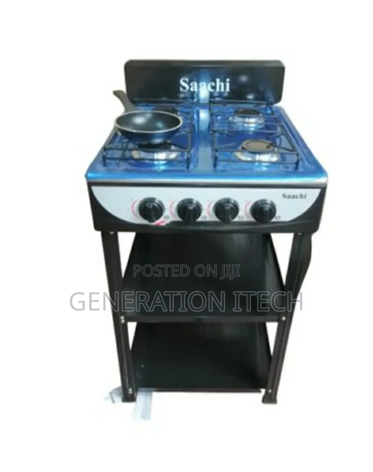 4 Burner Gas Stove Cooker With 2 Shelves Stand- Sachi