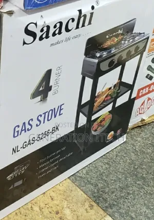 4 Burner Gas Stove Cooker With 2 Shelves Stand- Sachi