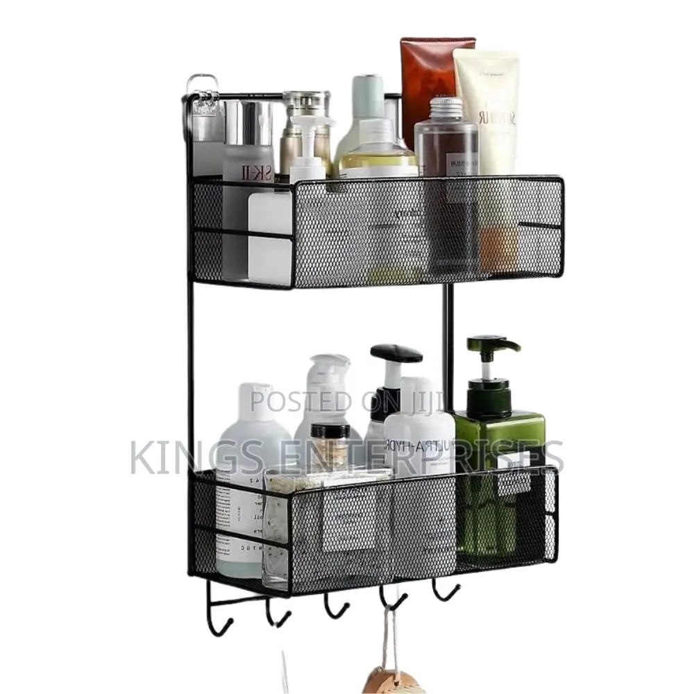 Two Sided Bathroom Organizer With Hooks