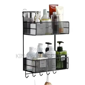 Two Sided Bathroom Organizer With Hooks