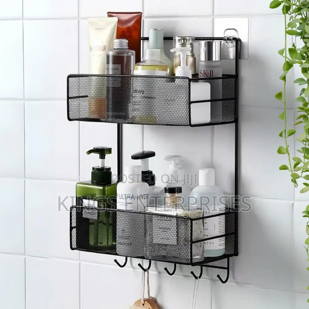 Two Sided Bathroom Organizer With Hooks