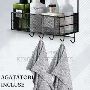 Two Sided Bathroom Organizer With Hooks