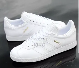 All White Adidas Gazelle Trainers