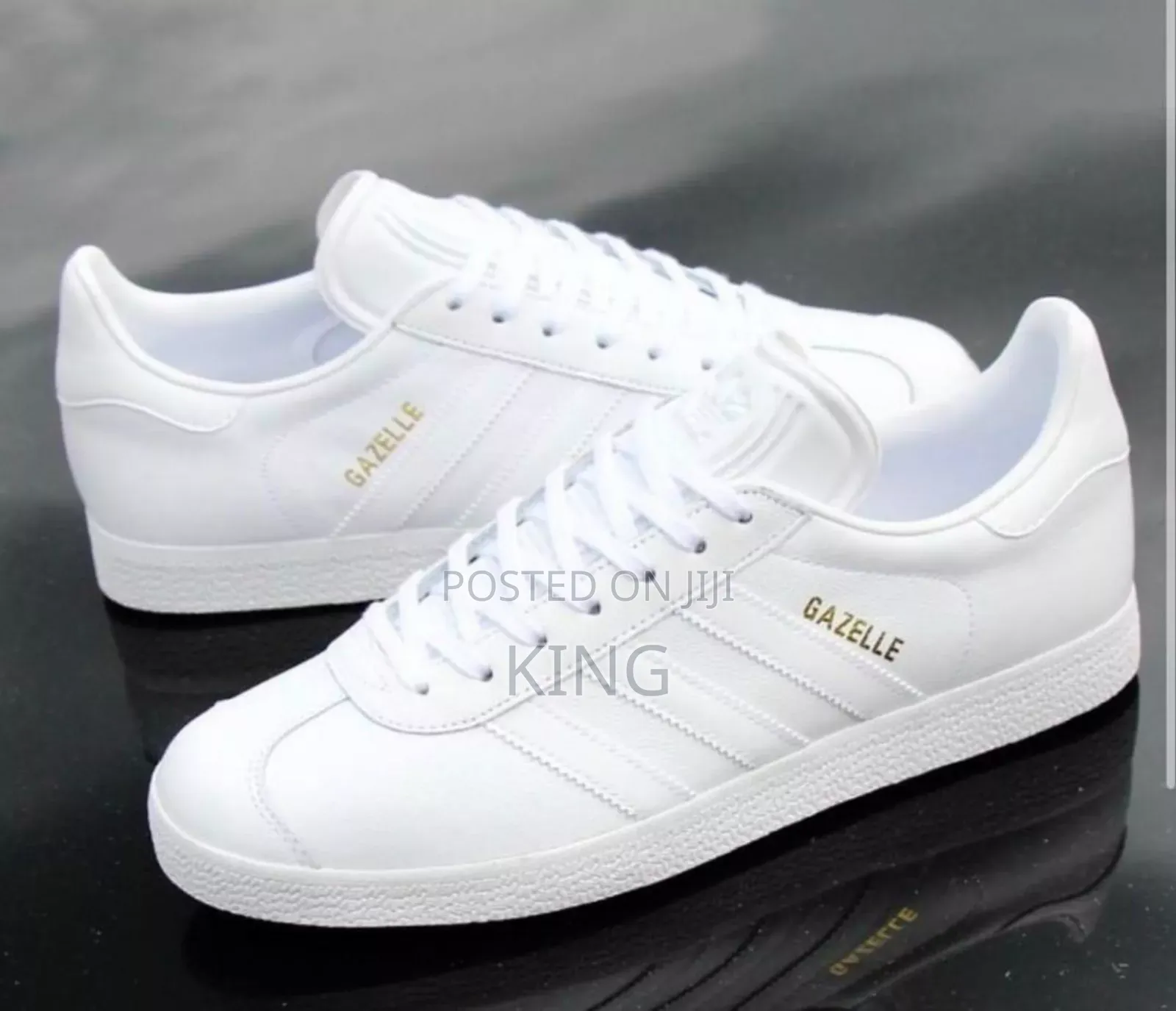 All White Adidas Gazelle Trainers