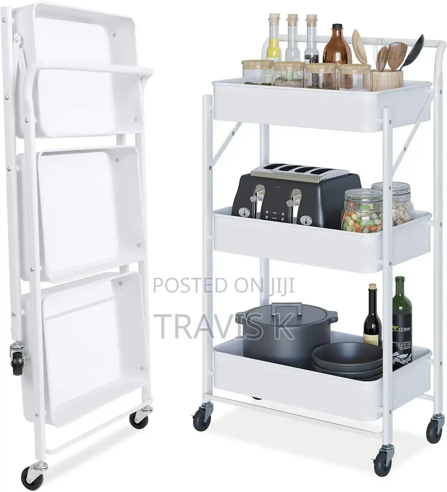 3 Tier Strong Storage Shelf Rolling Wheel Cart Trolley